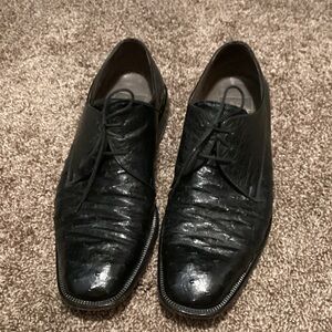 Elegant Black Aldo Brue Genuine Ostrich Men's Derbys